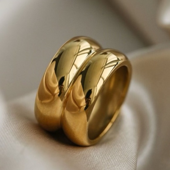 18K gold plated layered tube ring - Picture 2 of 7